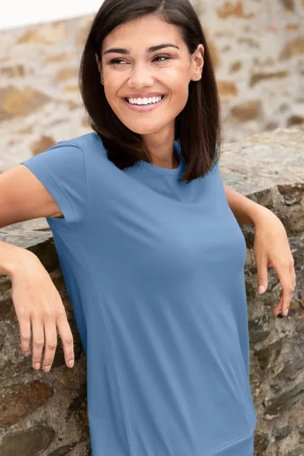 Damen trendy T-Shirt, Himmelblau