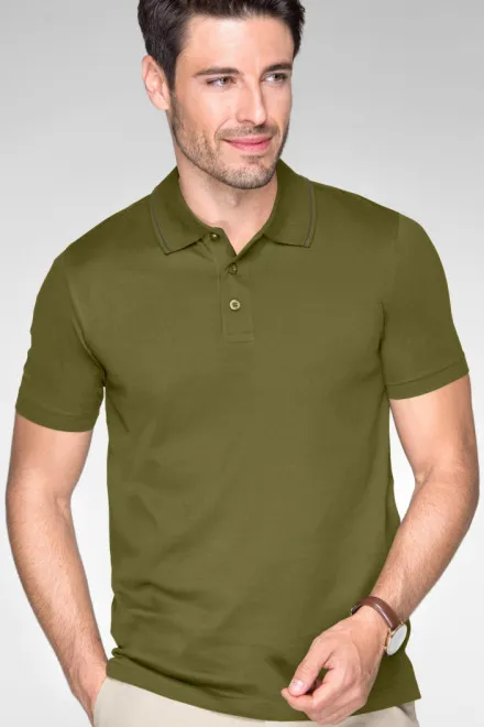 Elegantes mercerisiertes Poloshirt für Herren, Avocado