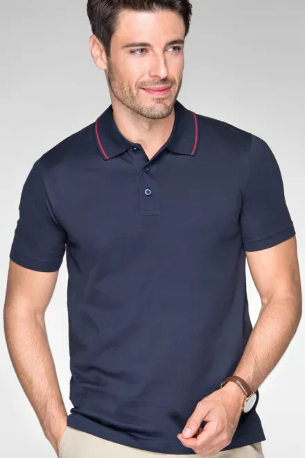 Elegantes mercerisiertes Poloshirt für Herren, dunkelblau