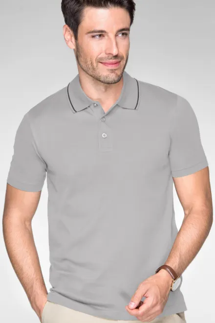Elegantes mercerisiertes Poloshirt für Herren, Silber grau