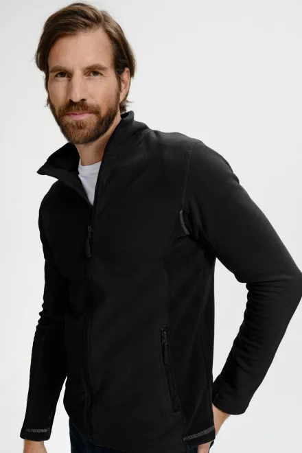 Fleece-Kontrastjacke für Herren, schwarz