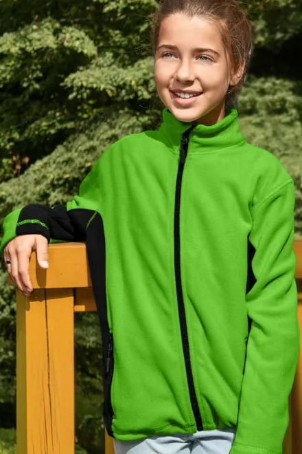 Fleece-Kontrastjacke für Kinder, Apfelgrün