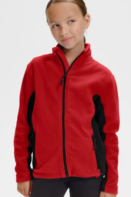 Fleece-Kontrastjacke für Kinder, rot