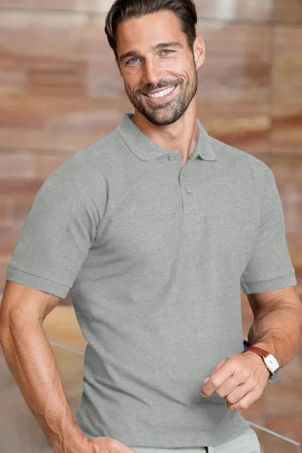 Gröberes Poloshirt für Herren, dunkelgrauer Marmor