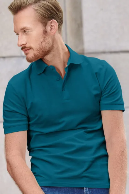 Herren-Poloshirt aus Bio-Baumwolle, petrol blue