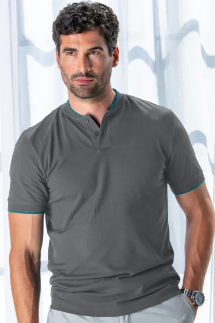 Herren-Poloshirt mit Bomberkragen, hellgrau