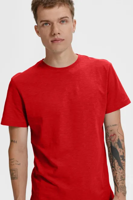 Herren-T-Shirt aus strukturierter Bio-Baumwolle, rot