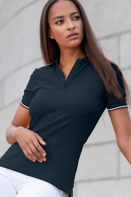 Klassisches Poloshirt für Damen, dunkelblau