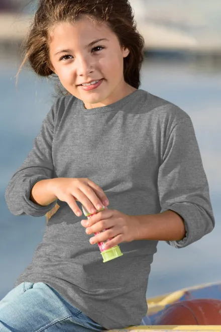 LangarmShirt für Kinder, dunkelgrauer Marmor