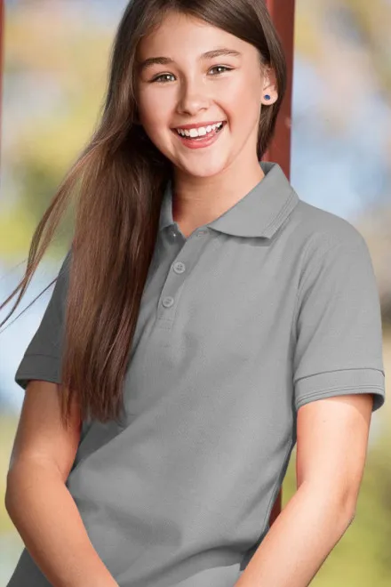 Polo-Shirt für Kinder, dunkelgrauer Marmor