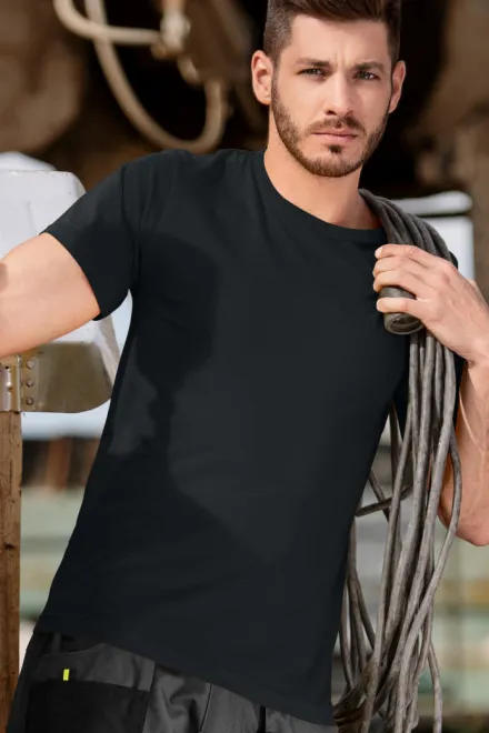 Robustes Herren T-Shirt schwerer, Ebenholz Grau