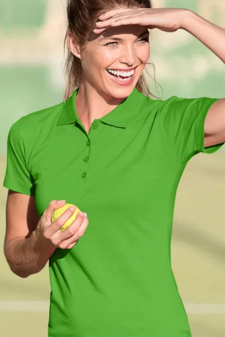 Slim Fit Poloshirt für Damen, Apfelgrün