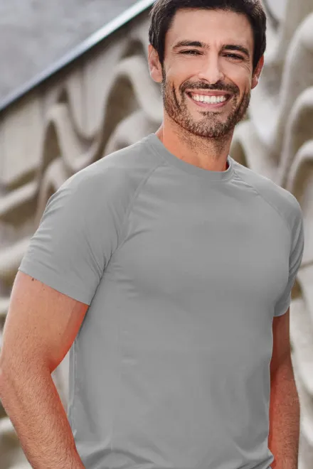 Sport-T-Shirt für Herren, dunkelgrauer Marmor