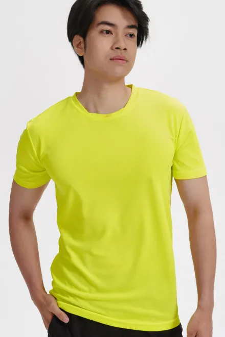 T-Shirt mit asymmetrischem Ausschnitt, Neon Gelb