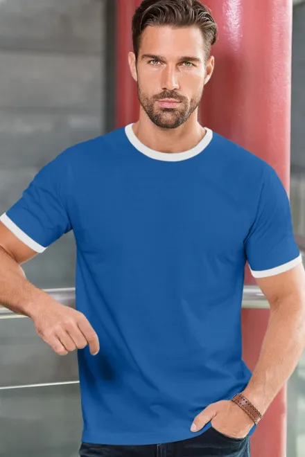 Unisex kontrast T-Shirt, hellblau