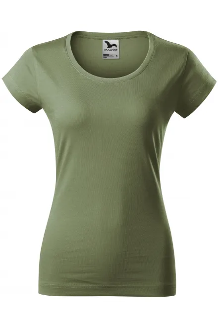 Slim Fit Damen T-Shirt mit rundem Halsausschnitt - khaki, XS