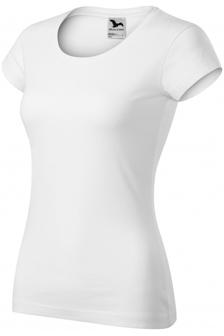 Slim Fit Damen T-Shirt mit rundem Halsausschnitt, weiß, einfarbige T-Shirts