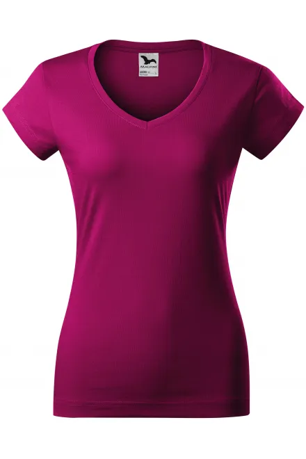 Slim Fit Damen T-Shirt mit V-Ausschnitt - fuchsie, XS