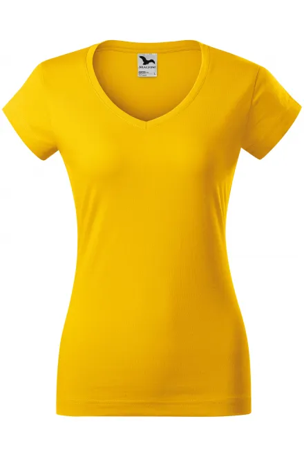 Slim Fit Damen T-Shirt mit V-Ausschnitt - gelb, XS