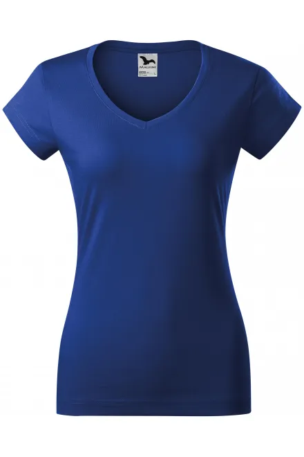 Slim Fit Damen T-Shirt mit V-Ausschnitt - königsblau, XS