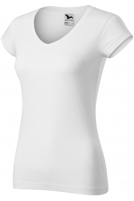 Slim Fit Damen T-Shirt mit V-Ausschnitt, weiß, T-Shirts mit kurzen Ärmeln