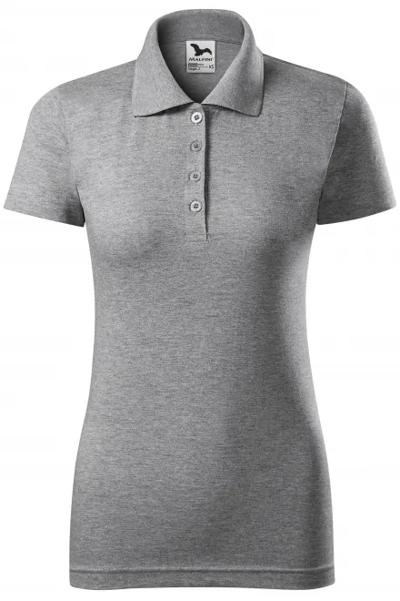 Slim Fit Poloshirt für Damen - dunkelgrauer Marmor, S