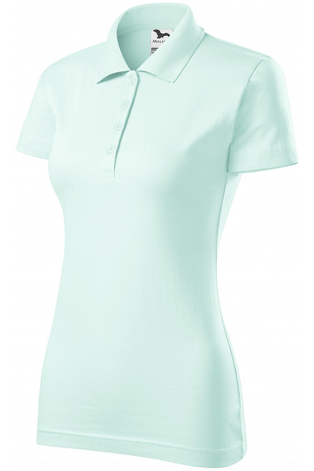 Slim Fit Poloshirt für Damen, eisgrün, T-Shirts mit kurzen Ärmeln