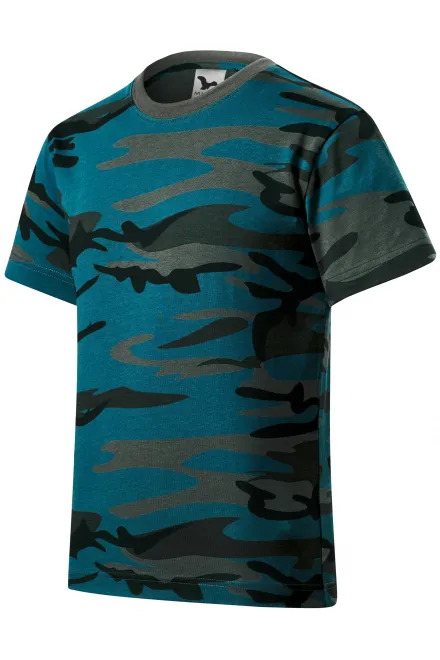 T-Shirt der Camouflage-Kinder, tarnblau