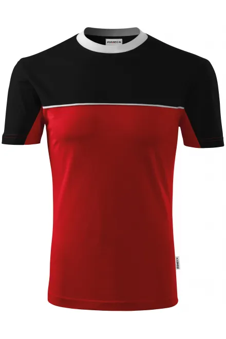 T-Shirt mit zwei Farben - rot, M